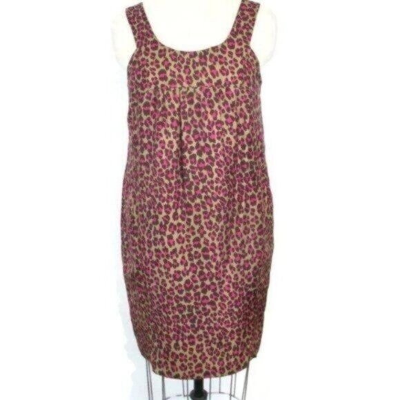 Michael Kors Brown Pink silk Leopard Print Dress 8 - Picture 1 of 6